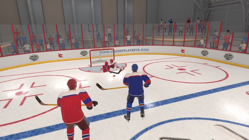 The goalie is down and two skaters go for the rebound