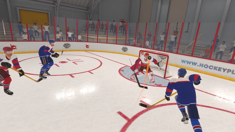 A shot through traffic at the red goalie